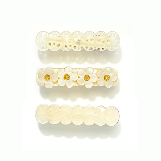 Lilies & Roses - Three Combo Turtle Shell Flower Alligator Clip Set