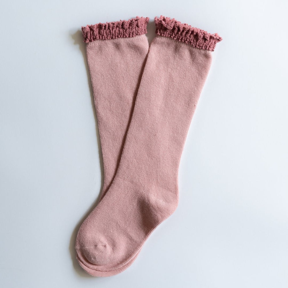 Little Stocking Co. - Blush + Mauve Lace Top Knee Highs