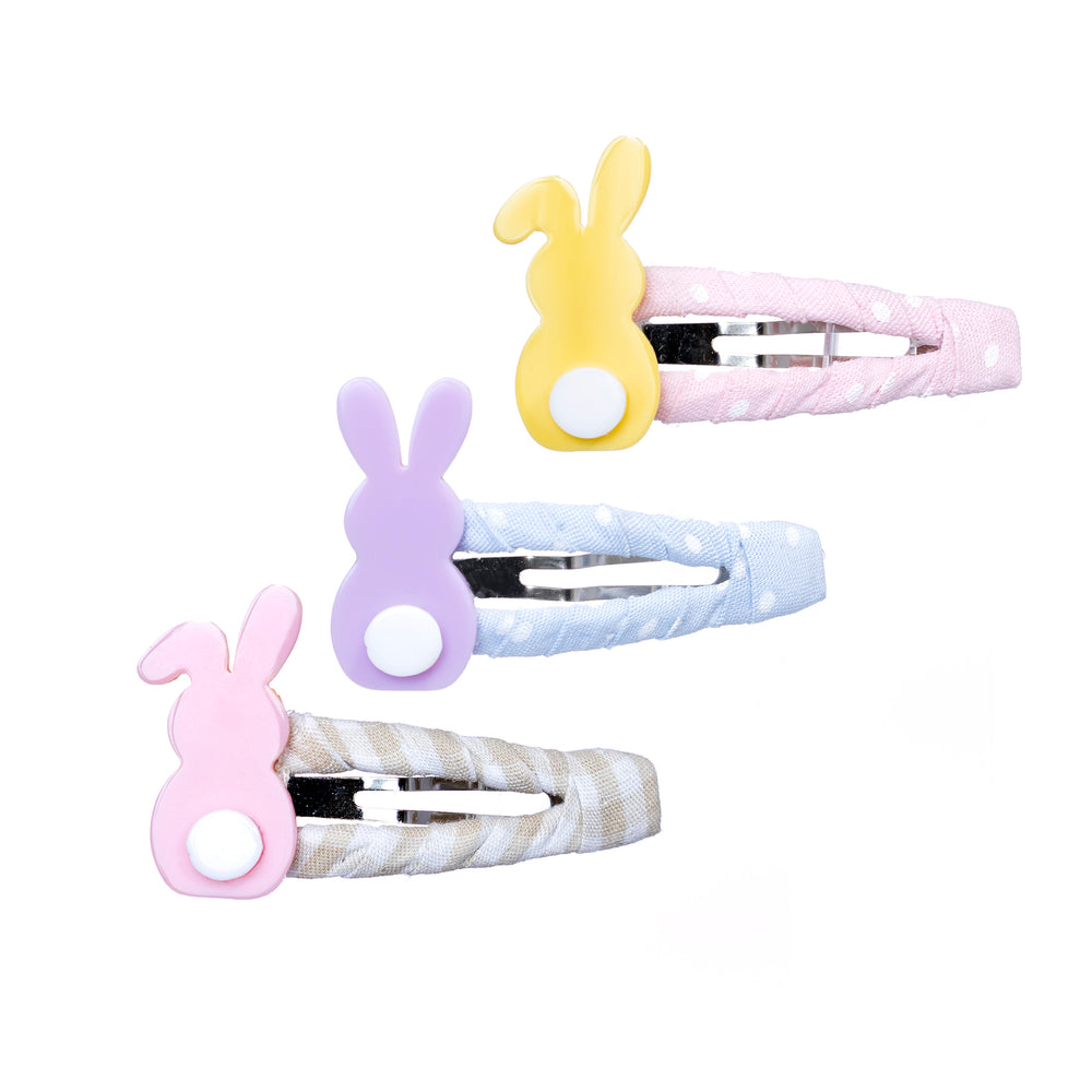 Lilies & Roses - Pastel Bunnies Fabric Covered Snap Clips