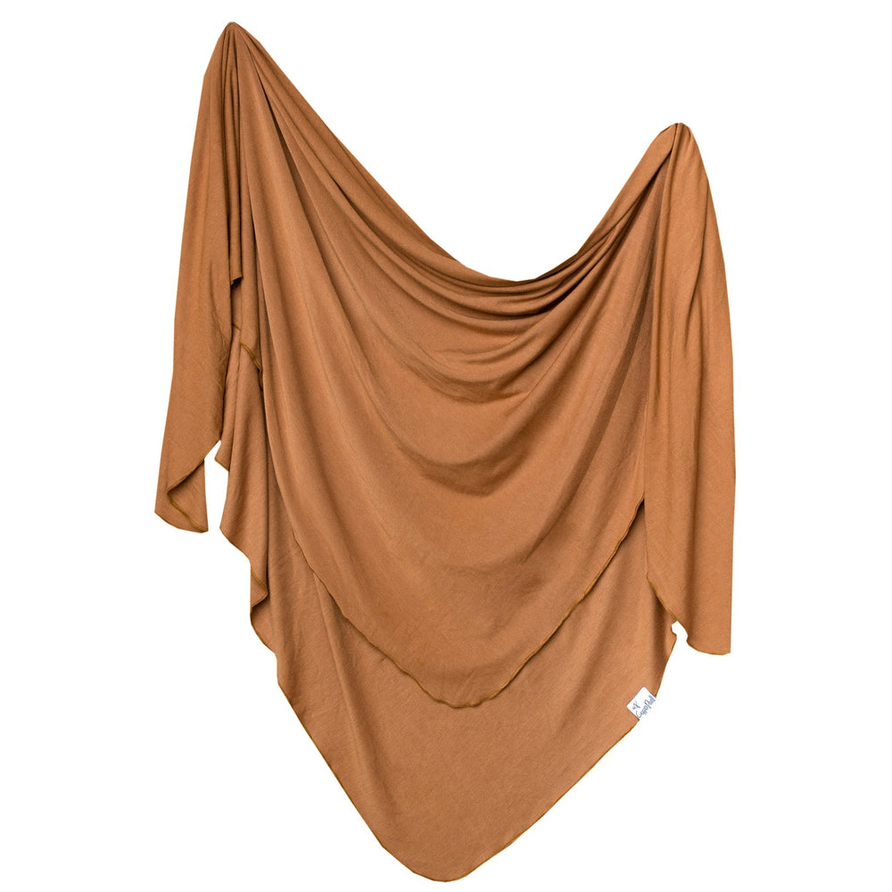 
            
                Load image into Gallery viewer, Copper Pearl Knit Swaddle - Camel
            
        