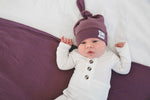 Copper Pearl Top Knot Hat - Plum