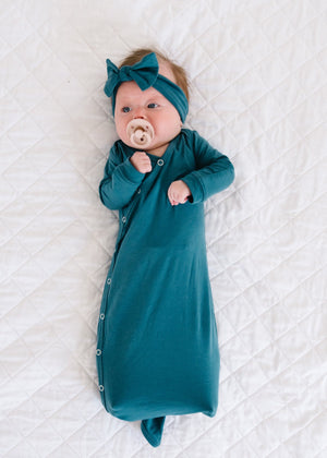 Copper Pearl - Newborn Knotted Gown - Steel