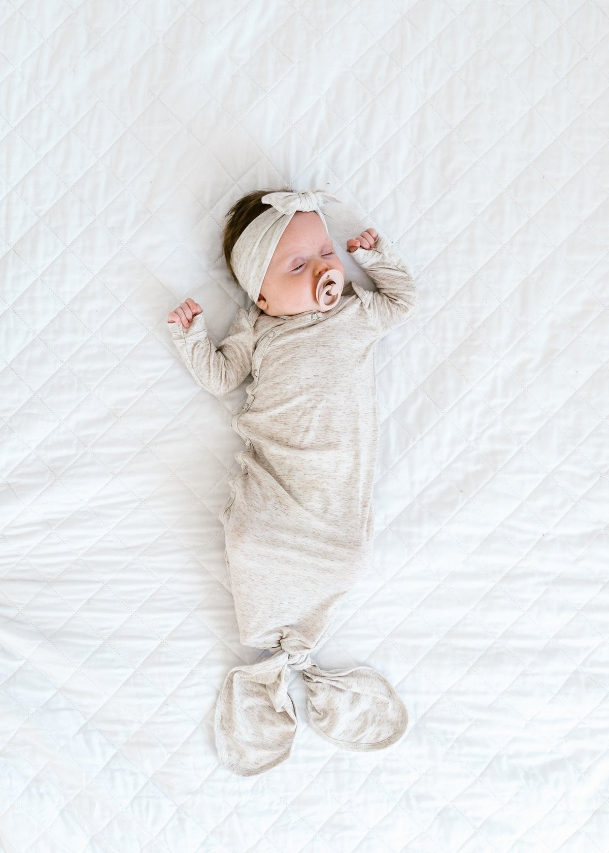 Copper Pearl - Newborn Knotted Gown - Oat - Sweet E's Children's Boutique