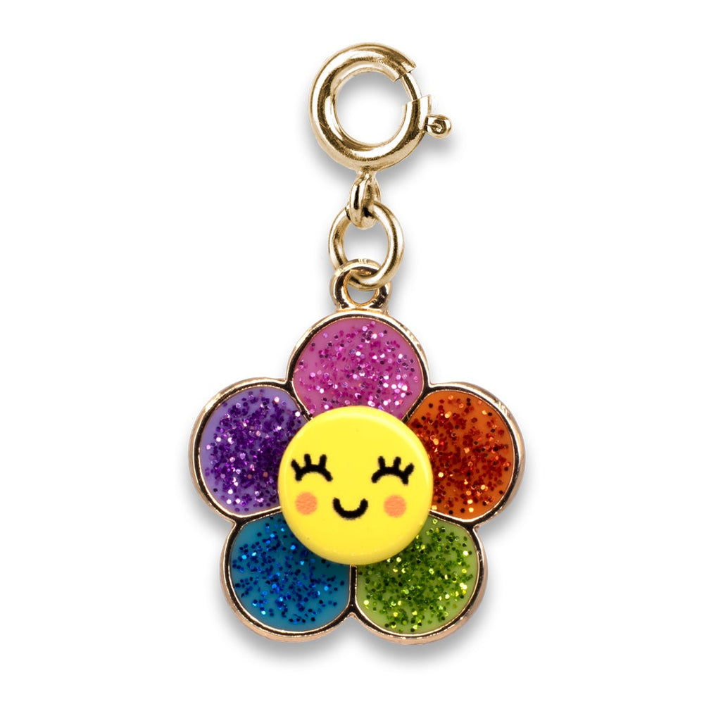 Charm It! - Gold Glitter Happy Flower Charm