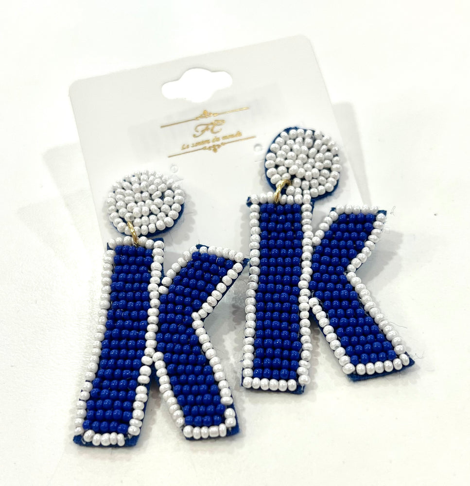 Game Day - Blue & White "K" earrings