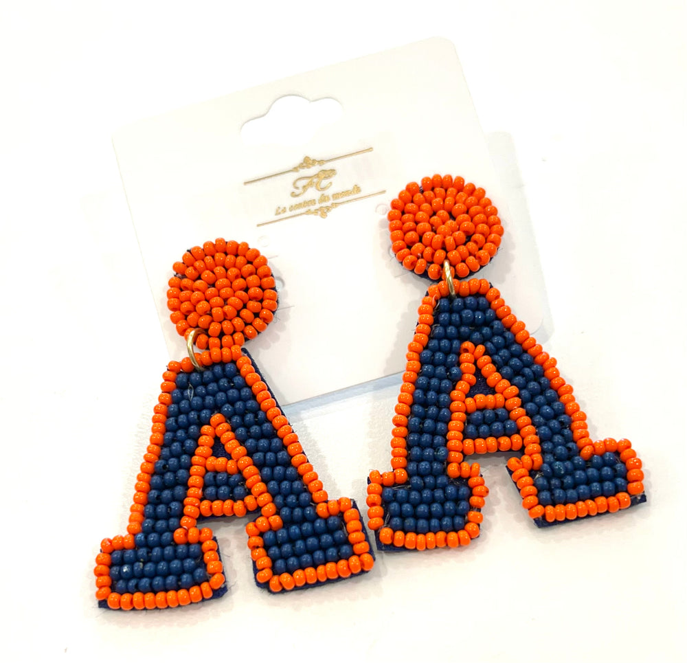Game Day - Orange & Navy "A" earrings