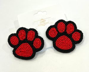 
            
                Load image into Gallery viewer, Game Day - Red &amp;amp; Black Paw Earring
            
        