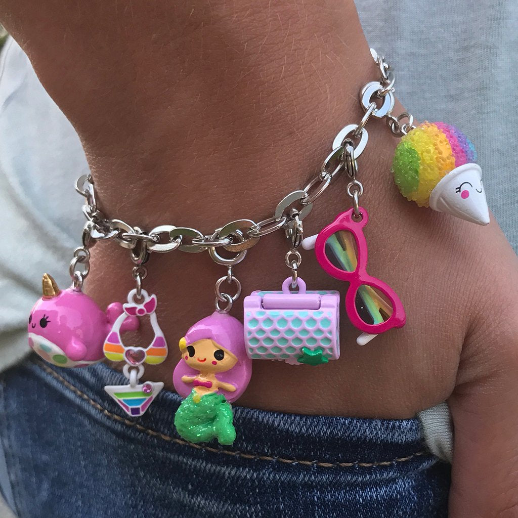 Colorful Rainbow Snow Cone Charm from Charm It! featuring a vibrant, fun icy treat design on a keychain accessory.