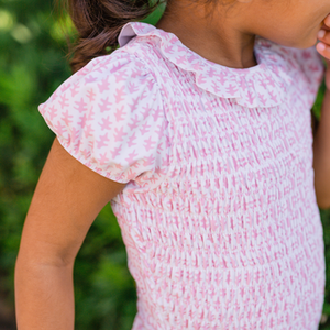 
            
                Load image into Gallery viewer, minnow - girls nectar leaf puff sleeve smocked one piece
            
        