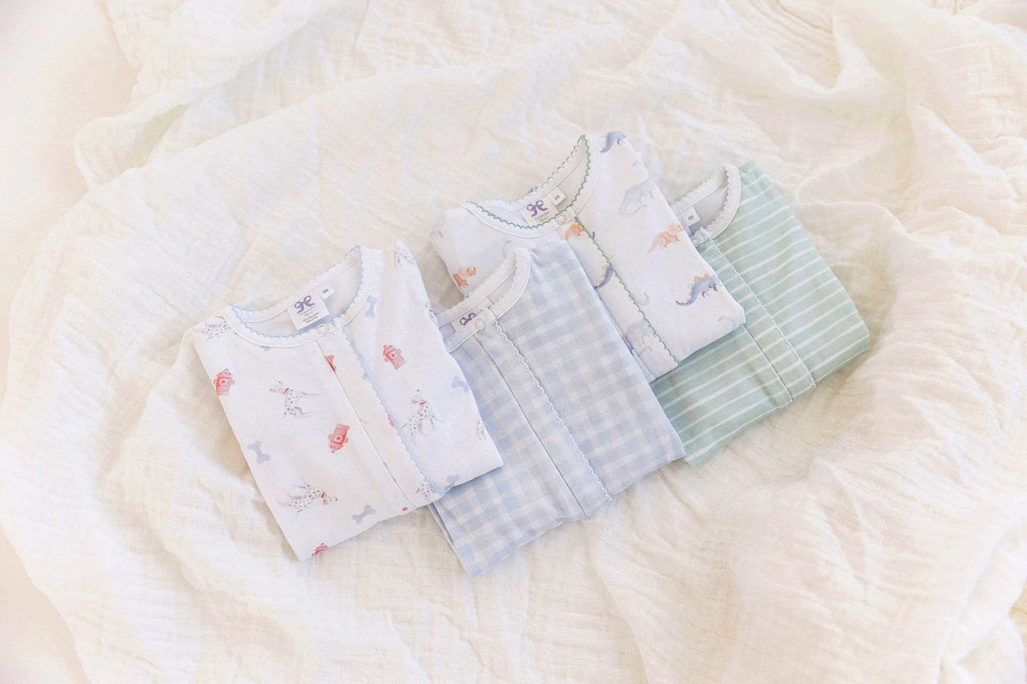 Lavender Bow - Blue Gingham Classic Footie