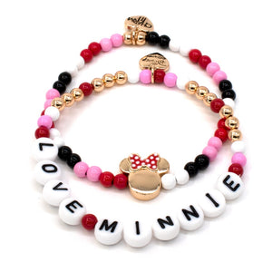 
            
                Load image into Gallery viewer, Charm It - Gold Minnie Stretch Bead Bracelet Set
            
        