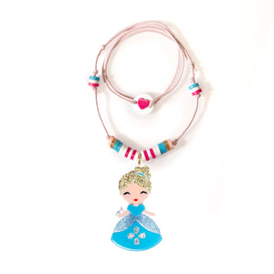 
            
                Load image into Gallery viewer, Lilies &amp;amp; Roses - Cute Doll Blue Dress Necklace
            
        
