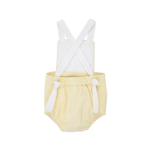 
            
                Load image into Gallery viewer, The Beaufort Bonnet Company - Worth Ave White &amp;amp; Sunny Yellow Sayre Seersucker Sunsuit
            
        