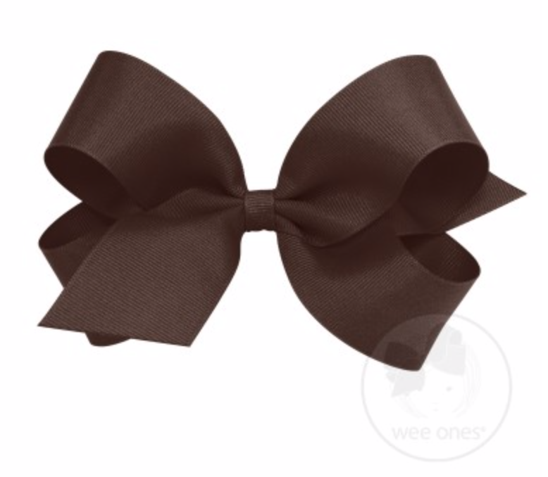 Large classic grosgrain hair bow by Wee Ones, plain wrap style, with a smooth, textured ribbon perfect for baby or toddler hair accessories.