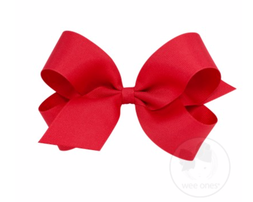 Large plain grosgrain hair bow by Wee Ones, classic and simple design, featuring a smooth textured ribbon for children's hairstyles.