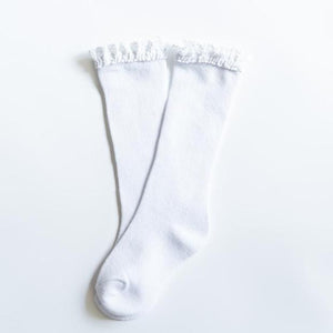 
            
                Load image into Gallery viewer, Little Stocking Co. - White Lace Top Knee Highs
            
        