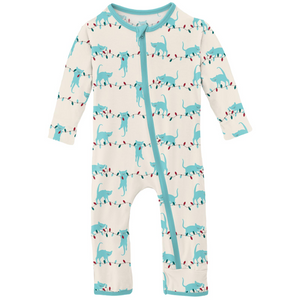 Kickee Pants - Print Coverall with Zipper - Natural Tangled Kittens