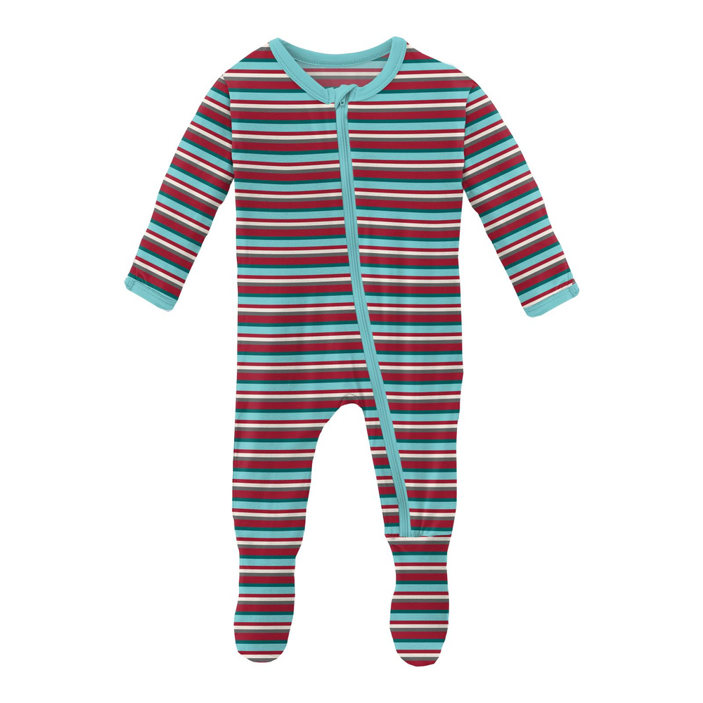 
            
                Load image into Gallery viewer, Kickee Pants - Print Footie with Zipper - Christmas Stripe
            
        