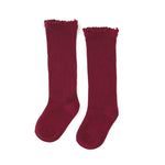 Little Stocking Co. - Crimson Lace Top Knee High Socks