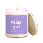 Relax, Girl Soy Candle - Clear Jar - Violet Purple - 9 oz