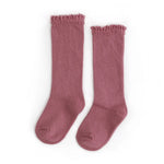 Little Stocking Co. - Mauve Lace Top Knee High Socks