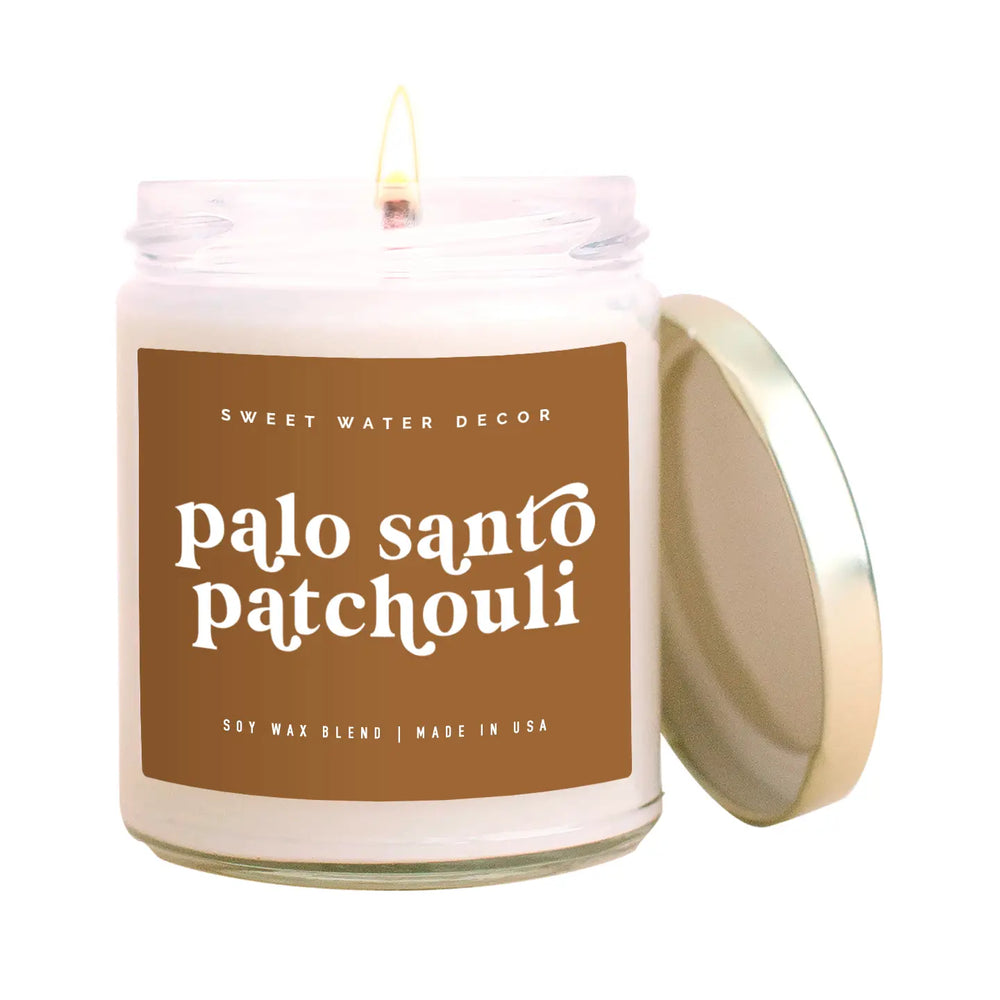 Palo Santo Patchouli Soy Candle - Clear Jar - Rust - 9 oz