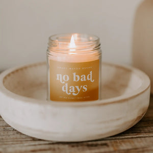 No Bad Days Soy Candle - Clear Jar - Mustard Yellow - 9 oz