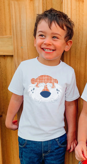 
            
                Load image into Gallery viewer, Game Day - Faux Applique Boy Tiger Blue Orange Football Toddler Tee
            
        