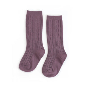 
            
                Load image into Gallery viewer, Little Stocking Co. - Dusty Plum Cable Knit Knee High Socks
            
        