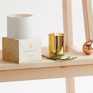 
            
                Load image into Gallery viewer, Thyme - Frasier Fir Gold Votive Candle
            
        