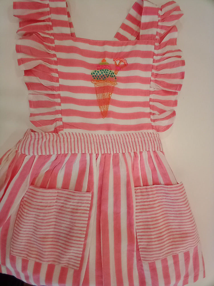 almirah - Pink & White Stripe Pinafore Icecream Dress
