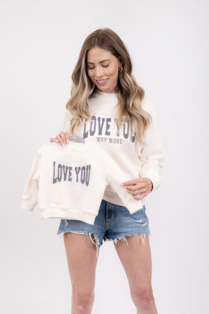 le la lo - Chenille Cotton Sweatshirt - Love You More