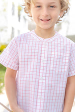 Little Paper Boat - Red Gride Short Sleeve Button Down