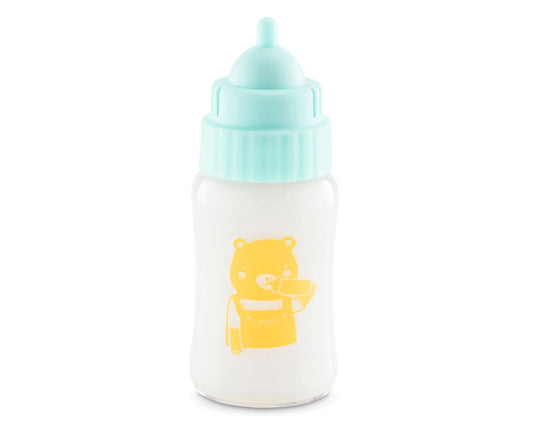 Corolle milk bottle with sound for dolls, designed for children’s play, featuring realistic details and a soft plastic build.