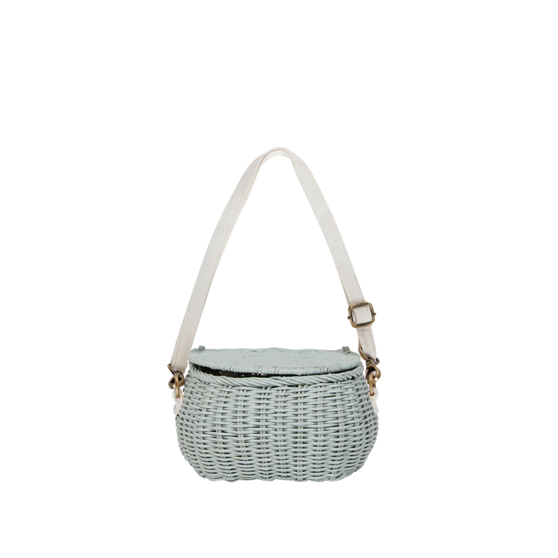 Olli Ella - Mini Chari Rattan Bag Vintage Blue