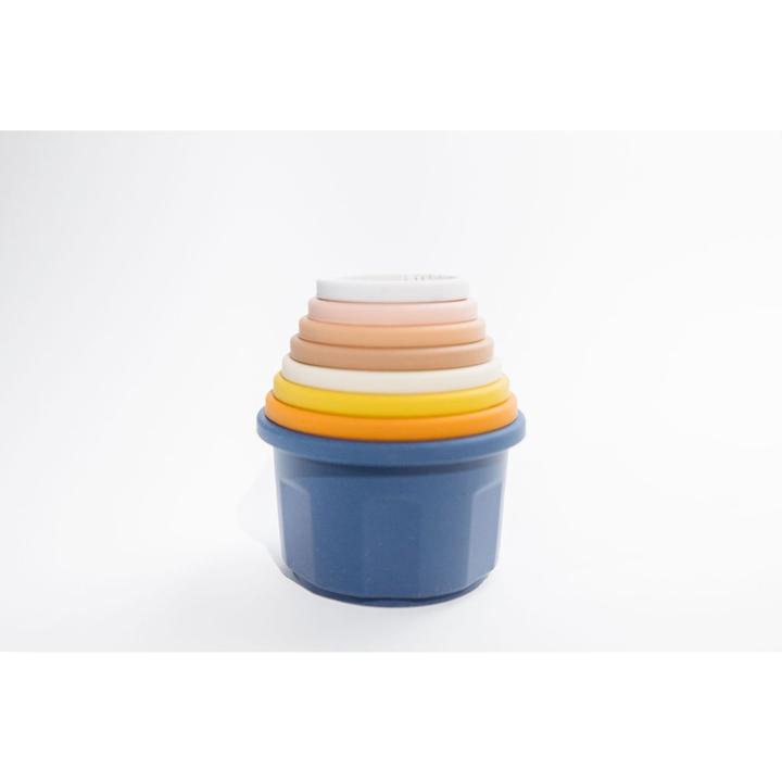 Three Hearts - Silicone Stacking Cups - Navy