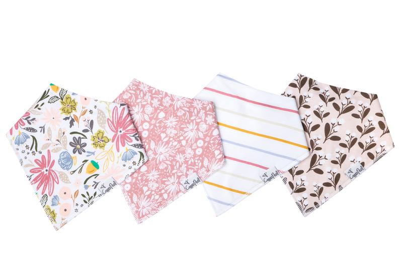 Copper Pearl Olive bib set accessories featuring soft, adjustable bibs with a stylish copper and pearl design for babies.