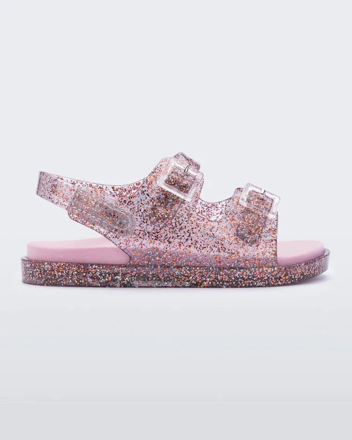 Mini Melissa - Pink Glitter Wide Sandal