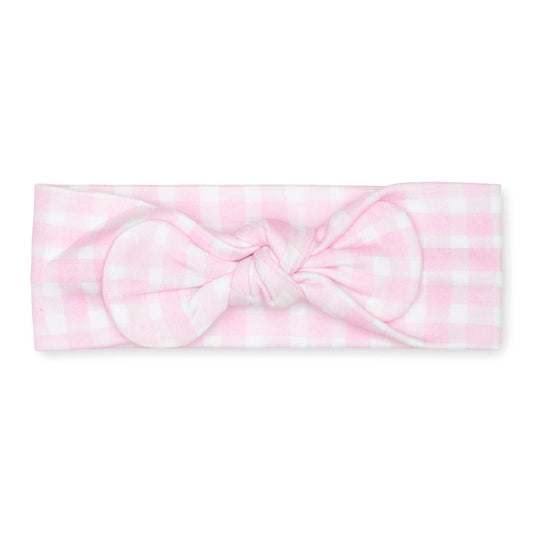 Lavender Bow - Pink Gingham Headband