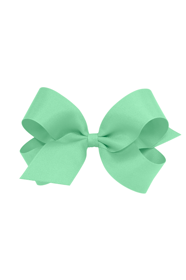 Large mint grosgrain hair bow by Wee Ones, plain wrap style, with a smooth satin finish and classic ribbon design for children's accessories.